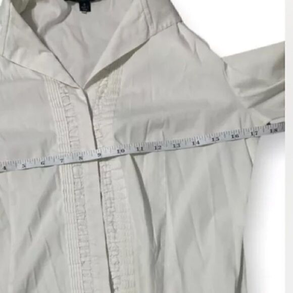 Lafayette 148 New York White Blouse Button Down Pleated Blouse Top Size 4 - Picture 4 of 5